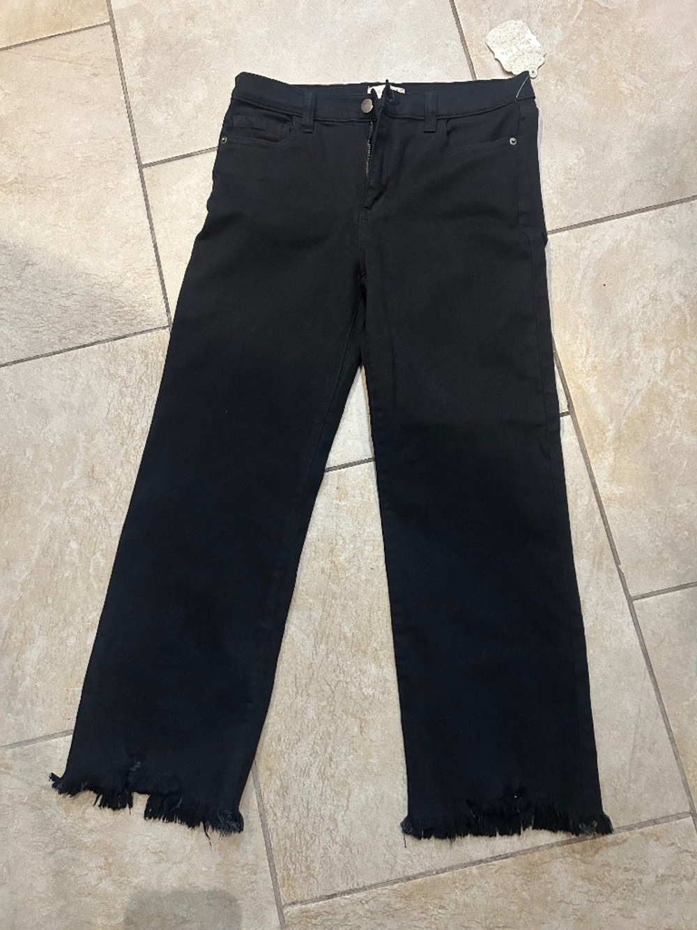 Altar’d State Black Cropped Jeans with Frayed Hem